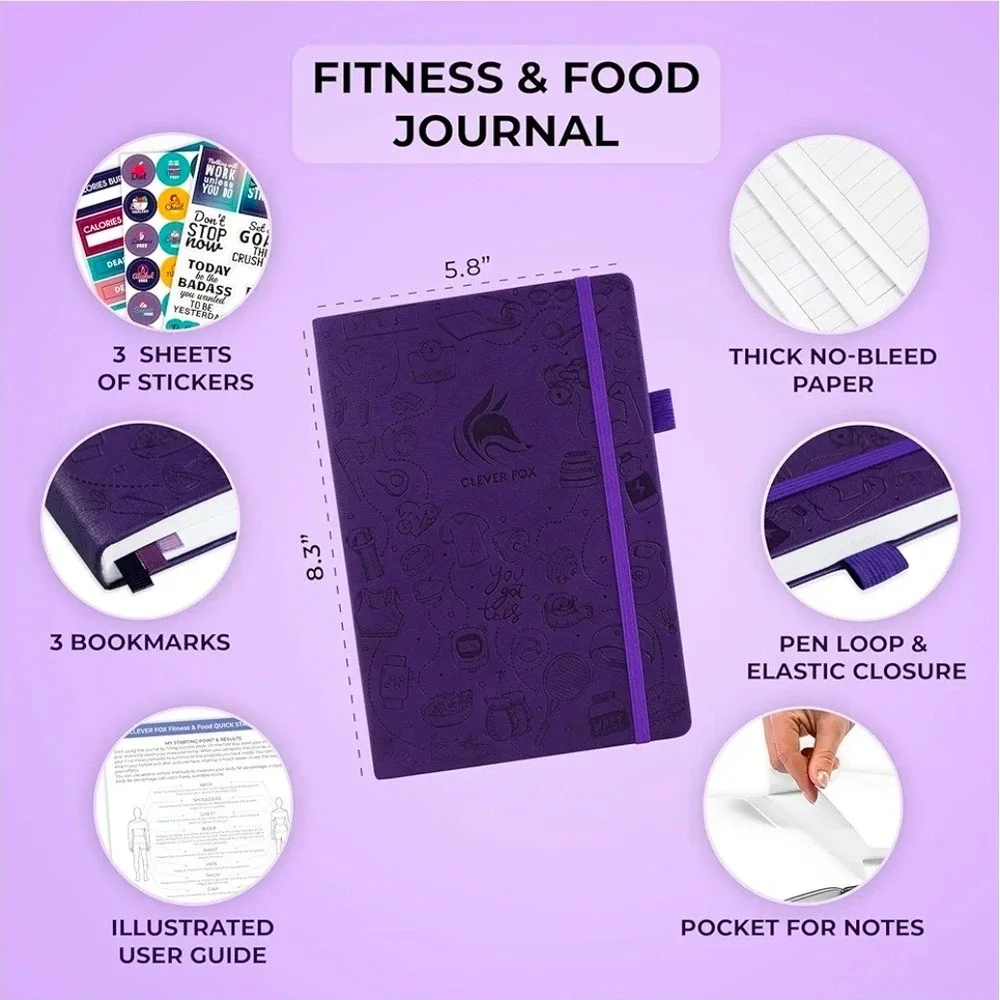 Clever Fox Wellness Planner Rose Gold Undated Daily Food Fitness Health Journal